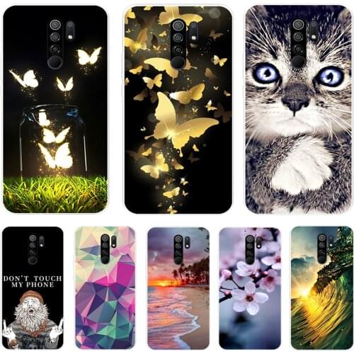 Cover For Xiaomi Redmi 9 Case Cat Flower Animal Cover Silicone Case For Redmi 9 redmi9 Cover Bumper Shockproof Phone Case Coque