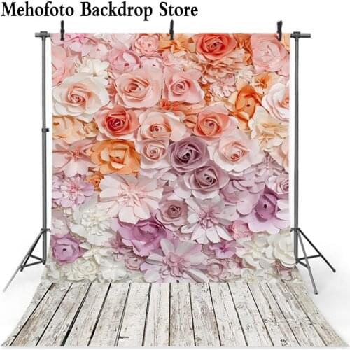Mehofoto Photography Backgrounds Flower Paper Wood Floor Photo Booth Backdrops for Newborn Photographic Studio S-2556