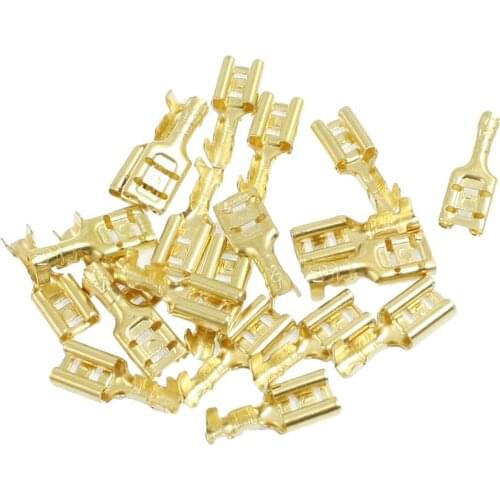 IMC Wholesale 5 X 20 Pcs Gold Tone Brass Crimp Terminal 6.7mm Female Spade Connectors