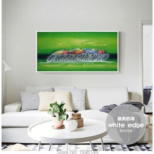 Oil painting canvas Abstract home decor modern art painting hand painted Wall picture Green color Bicycle Race abstract art