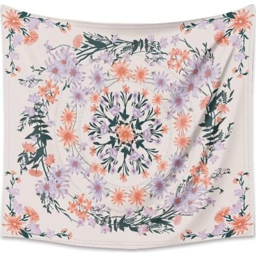 Beautiful Lavender Bohemia Flower Tapestry for Livingroom Photography Wall Decor