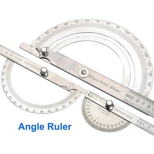 LUBAN Stainless Steel 180 degree Protractor Angle Finder Rotary Measuring Ruler Angle ruler 100mm 150mm 300mm Free Shipping