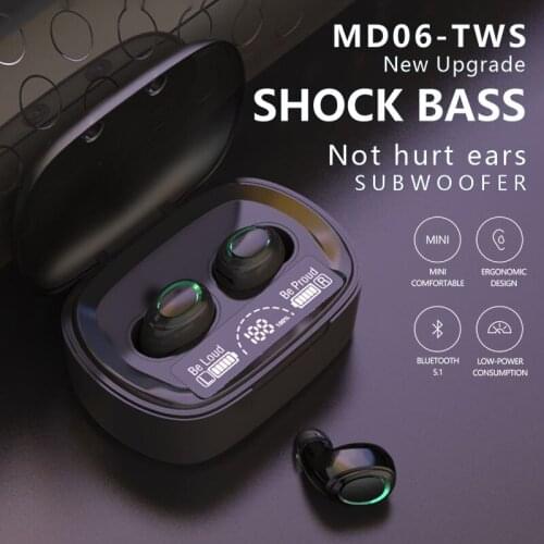 MD06 TWS Wireless Earphone Stereo In Ear Wireless Headsets With Touch Control Noise Reduction Gaming Headphones