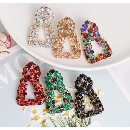 FASHIONSNOOPS Brand ZA Crystal Drop Earrings Women 2020 Rhinestone Statement Earrings Bridal Party Jewelry Bijoux Christmas Gift