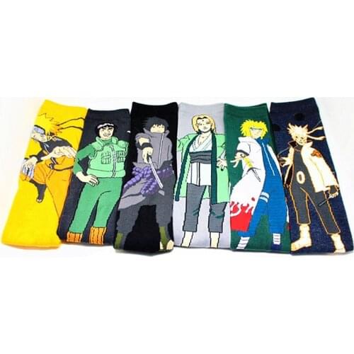 Mens Spring Japanese Cartoon Cotton Print Socks Harajuku Street Trends Anime Funny Happy Crew Socks