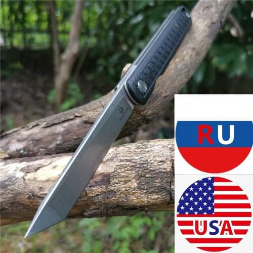 D2 folding knife, high hardness stainless steel outdoor knife, camping, barbecue, jungle durable, black / army green