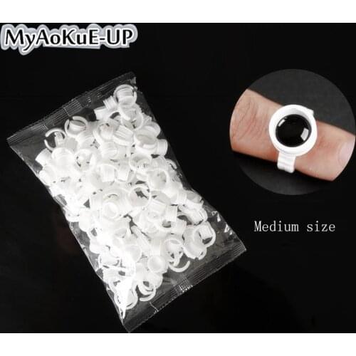 Disposable Glue Ring Cups Pigment Holder For Eyelashes Extension 100pcs Tattoo Ring Adhesive Glue Holder Palette Container