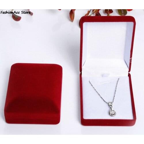 1pc Velvet Wedding Bride Jewelry Necklace Pendant Box Gift Trinket Display Case Holder Organizer
