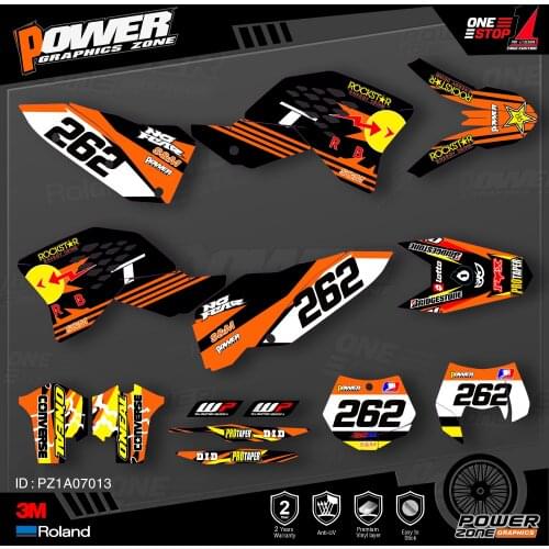 PowerZone Custom Team Graphics Backgrounds Decals 3M Stickers Kit For KTM SX SXF MX 07-10 EXC XCW Enduro 08-11 125 to 500cc 13