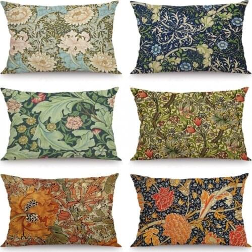 XUNYU Rectangle Cushion Cover Vintage Flowers Pattern Printed Pillow Case JX006