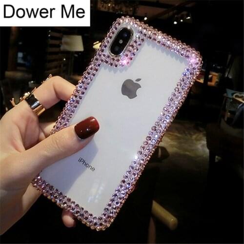 Luxury Fashion Handmade Bling Diamond Crystal Edge Clear Phone Case Cover For iPhone 11 Pro Max XS Max XR X 8 7 6 6S Plus