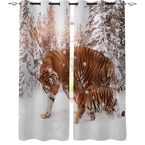 Snow Forest Tiger Modern Curtains for Living Room Bedroom Kitchen Curtains Drapes Window Treatments