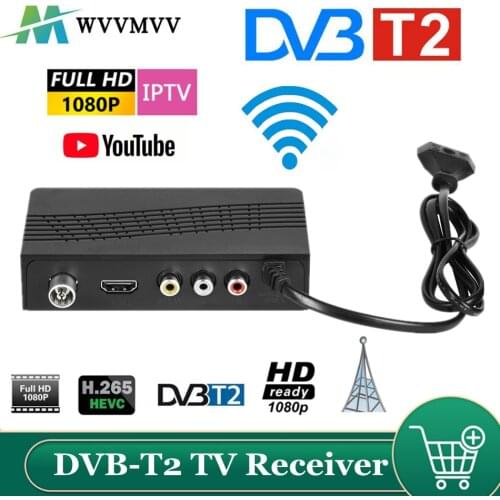 WVVMVV DVB-T2 TV Tuner Receiver HD Satellite Decoder TV Tuner H265 DVBT2 DVB-C Set-Top Box Russian Itally for IPTV Youtube