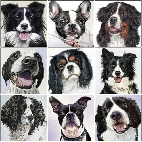 Dog DIY Diamond Painting Kits Animal Cross Stitch Full Square Round Diamond Embroidery Rhinestone Picture Handicrafts Gift Decor