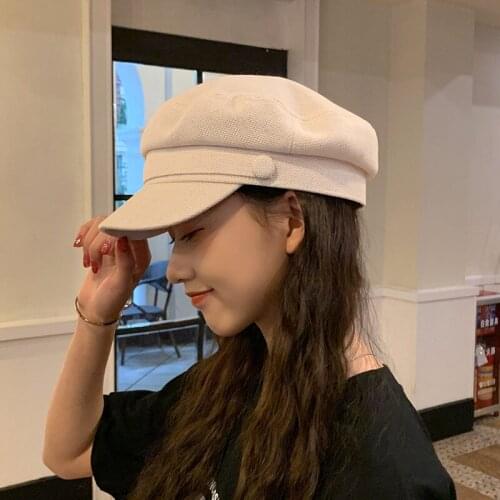 Hat Female Spring and Summer Net Red Beret Navy Hat Autumn and Winter Fashion Wild Korean Casual Octagonal Retro Cap