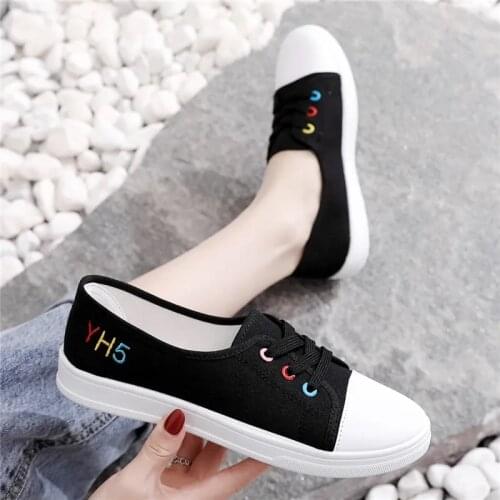 Womens vulcanized shoes casual sports shoes spring and summer breathable flat solid mesh shoes fashion white shoes flat sports