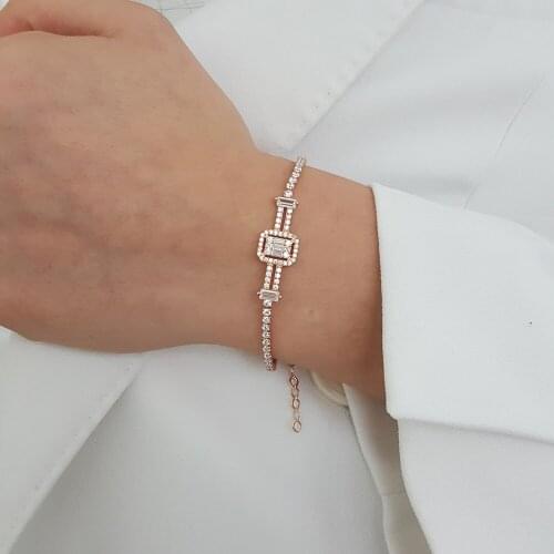 NEW Fashion Model Baguette Tennis Water Line Silver 925 Bracelets for Women High Quality Gift Luxury Shiny Zircon Fine Jewelry
