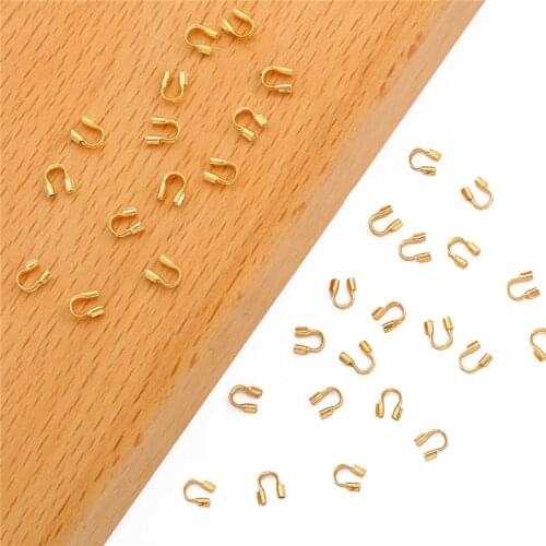 18K Gold Plated 10Pcs/50Pcs Copper 4.5x4mm Wire Protectors Loops U Shape Accessories Clasps Connector For Jewelry Making DIY