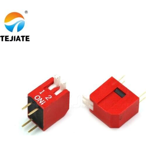 10PCS Toggle Switch Direct Insertion Lateral Pulling DIP Snap 2.54MM 2/3/4/5/6/8/10P Red Dial ON / OFF