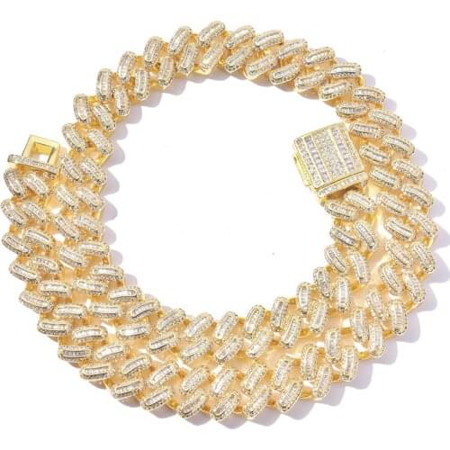 15mm Zircon Miami Cuban Link Necklace 16-20inch Luxury Copper Micro Paved CZ Cuban Chain For Men Gifts