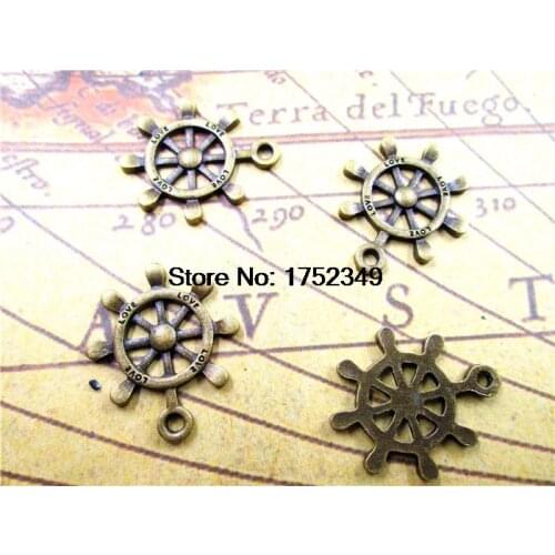 15pcs Rudder charms, Antique bronze Lovely Rudder Steering Wheel Charms Pendant s
