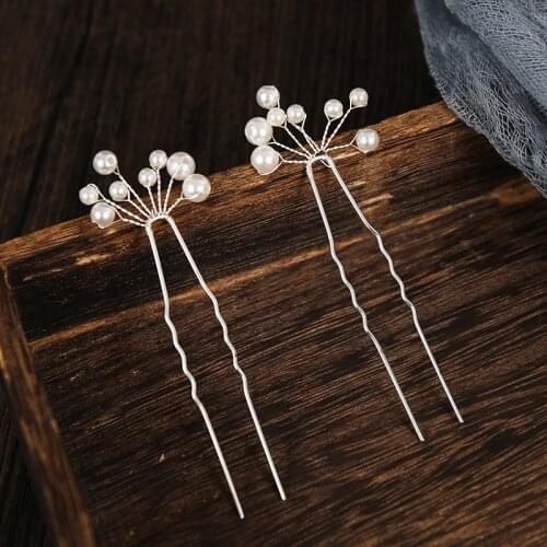 2 Pcs/Set Small Pearl Hairpin Hair Jewelry Women Wedding Accessories Bride Hair Pins Decoration Elegant Ladies Head Jewelry