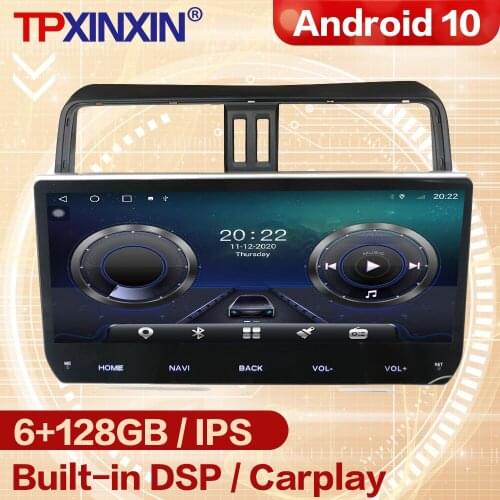 6+128G 2 Din Carplay Android Radio Receiver Multimedia Stereo For Toyota Prado 2018 2019 GPS Navigation Video Recorder Head Unit