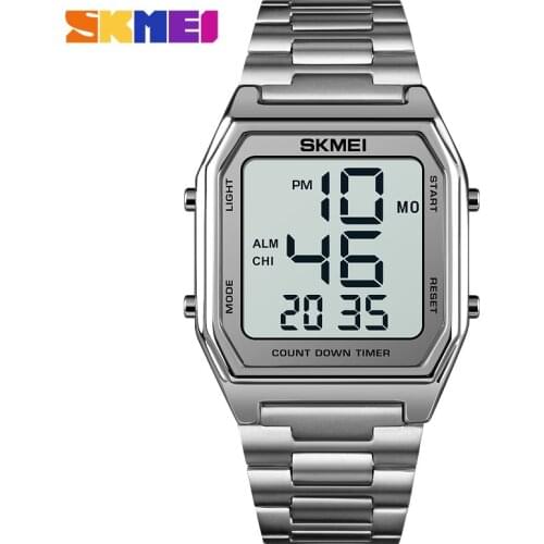 SKMEI Men Watch Luxury Digital Electronic Wrist Watches Fashion Stainless Steel Strap Wristwatch Led Light Alarm Clock Original