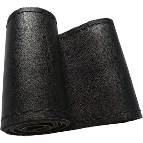 Car Hand Sewing Steering Wheel Cover Microfiber Leather Cover Handlebar Set