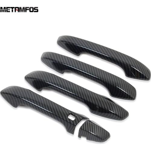 For Kia Seltos 2019 2020 Carbon Fiber Door Handle Catch Cover Molding Trim Decoration Sticker Exterior Accessories Car Styling