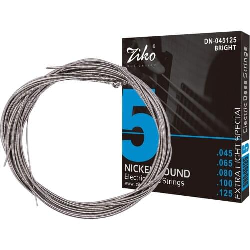 Electric Bass Guitar Strings Hexagon Alloy Wire Nickel Wound Bright Corrosion Resistant 5 Strings Set(.045-.125) Extra Light