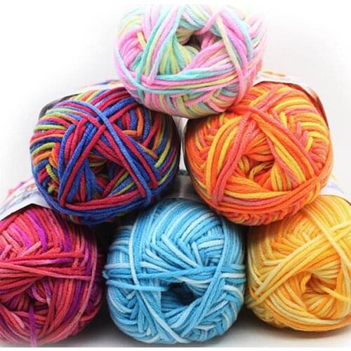 Hot Wholesale 50g/ball Worsted #5 Section-dyeing Middle-thick Milk Cotton Soft Baby Yarn Hand Knitting Crochet Baby Woolen FZ04