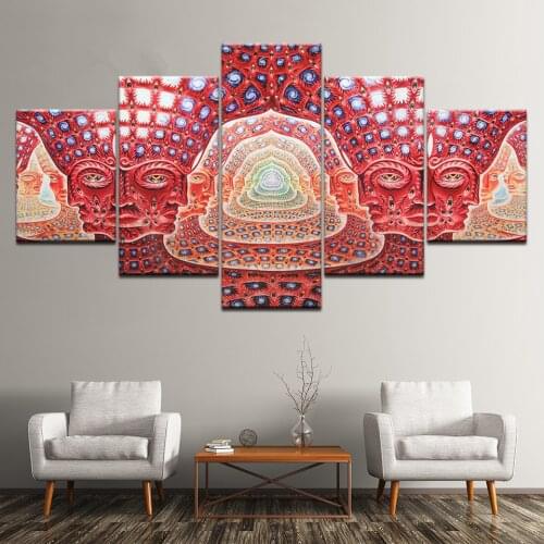 Wall Art Modular Picture Psychedelic Face Tool Alex Gray Metal Music Poster HD Print 5 Panels Living Room Home Decor