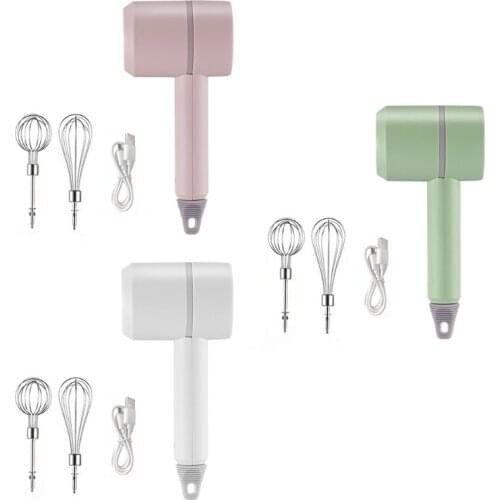 Handheld Egg Beater Washable Detachable w/ 2 Pieces Mixing Rods 3 Speed One-button Control Mini Egg Beater for Dough Egg