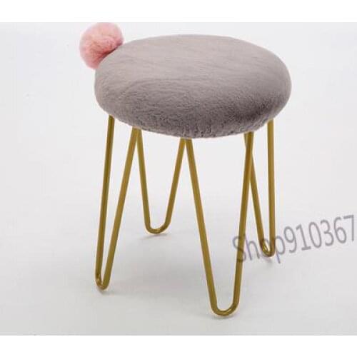 Creative Rabbit Tail Makeup Stool Nordic Design Stool Furniture Iron Fox Stool Nail Shop Household Dressing Stool