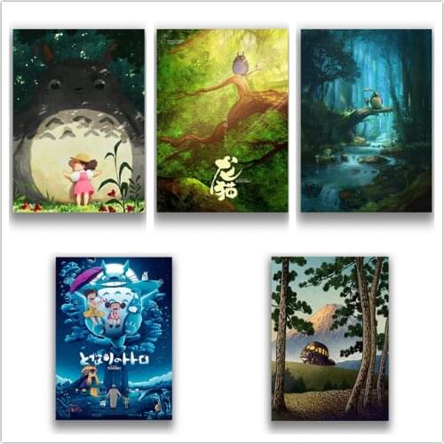 Tonari no Totoro Miyazaki Hayao Good Quality Painting Coated Poster White Paper For Home Bar Wall Decor
