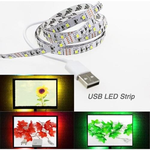USB strip light 1m/2m/3m/4m/5m SMD 3528 60 LED DC5V home decoration Flexible PC TV Background