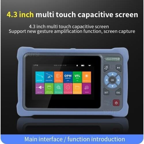 MINI OTDR 1310/1550nm 26/24dB Fiber Optic Reflectometer Touch Screen VFL OLS OPM Event Map Ethernet Cable Tester
