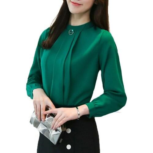 New Womens Tops 2019 Chiffon Blouse Women Sequined Loose Womens Shirt Stand Blouses Women Plus Size Casual Blusas