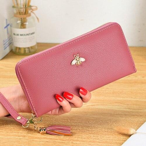 Women Wallets Long Handbags Lady Wristle Tassels Purses Moneybags Lovely Bee Coin Purse Pocket Female Zipper Wallet Bag Notecase