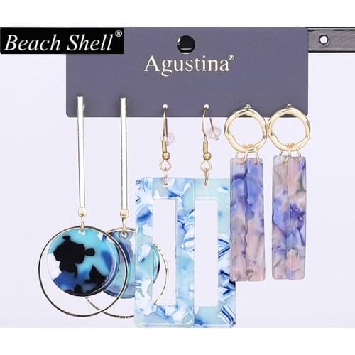 Acrylic earrings 2019 Boho Acetate Round pendant Women Big Long Drop Dangle earings Fashion Jewelry Bohemian Dangle Accessories