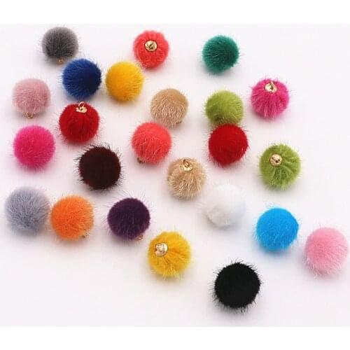 10pcs/lot Fur Pompom Covered Ball Beads Charm Necklace Pendant For Jewelry Making DIY Earrings Necklace Woman Jewelry Accessory