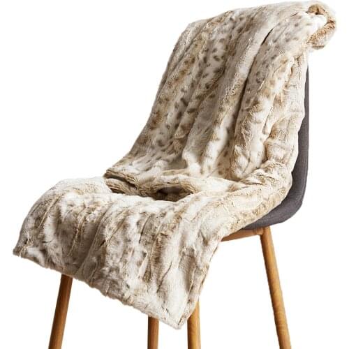 130x160cm Cheetah Print Throw Blanket Polyester Fiber Fuzzy Faux Fur Sofa Flannel Blankets Suitable For Nap Outdoor Camping