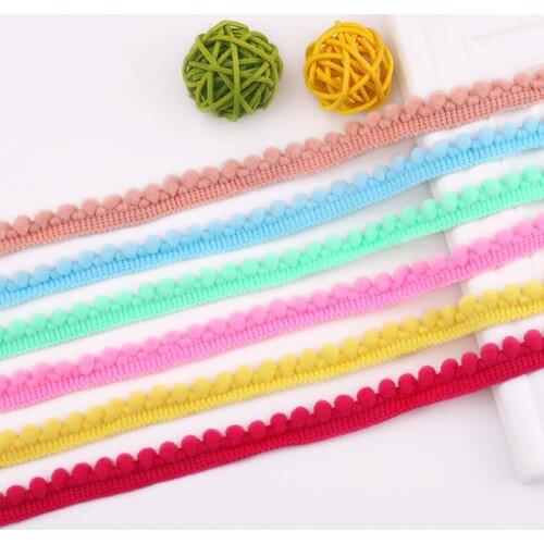 2-5 Yards Lace Decoration Ball Mini Pompom Fabric Ball Woven Lace Tassel Ribbon DIY Material Craft Clothing Sewing Accessories