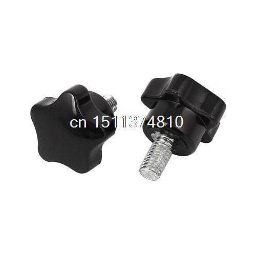 2 Pcs M8 x 15mm Thread 32mm x 37mm Star Shaped Head Clamping Screw Knobs Grips