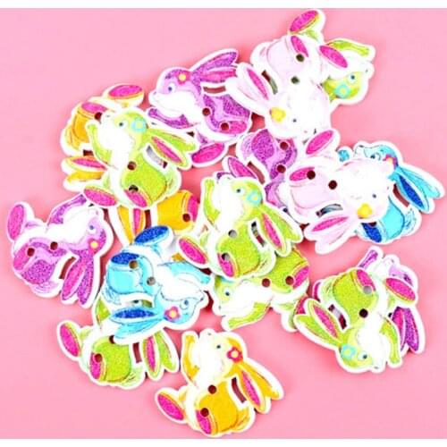 30PCs mixed color cartoon rabbit Shaped Resin Sewing Buttons Scrapbooking rabbit Pattern DIY Crafts Accessories 24x22mm