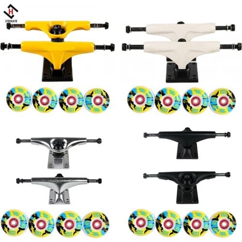5inch V style Skateboard truck with Printing wheels Complete ABEC 11 bearing Skateboard truck wheels kit