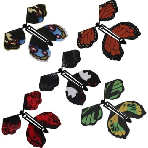5pcs Magic Flying in the Book Butterfly Rubber Band Powered Wind Up Butterfly 24BE