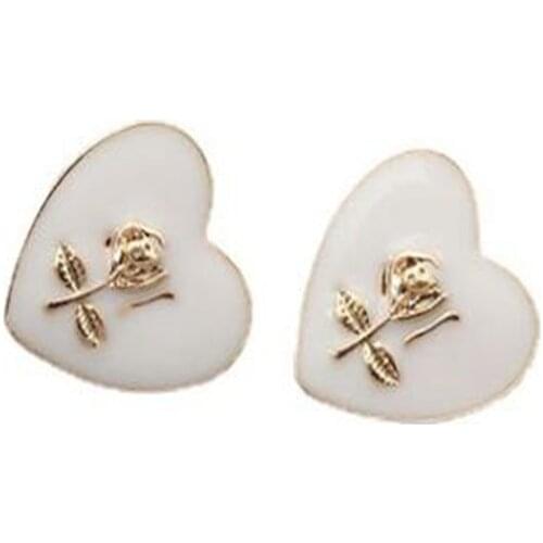 Korean Style Acrylic Heart Earrings Rose Flower Stud Earrings for Women Classic Jewelry Gifts