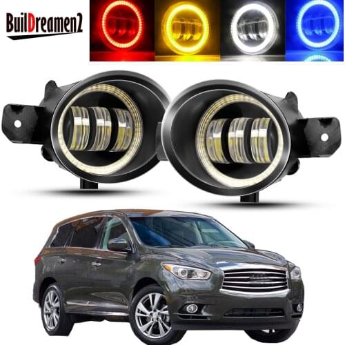 2 Pieces Car Front Bumper Angel Eye Fog Light Assembly LED Lens DRL Fog Daytime Lamp 30W 6000LM 12V For Infiniti JX35 2013